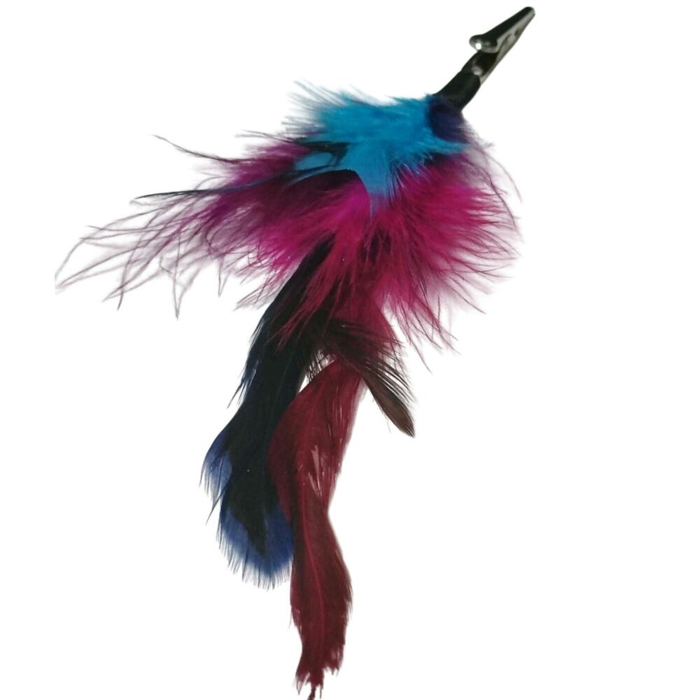 Purple Eco Sustainably Source Feather Hair Cigarette Hat Boudoir Clip Blue Black